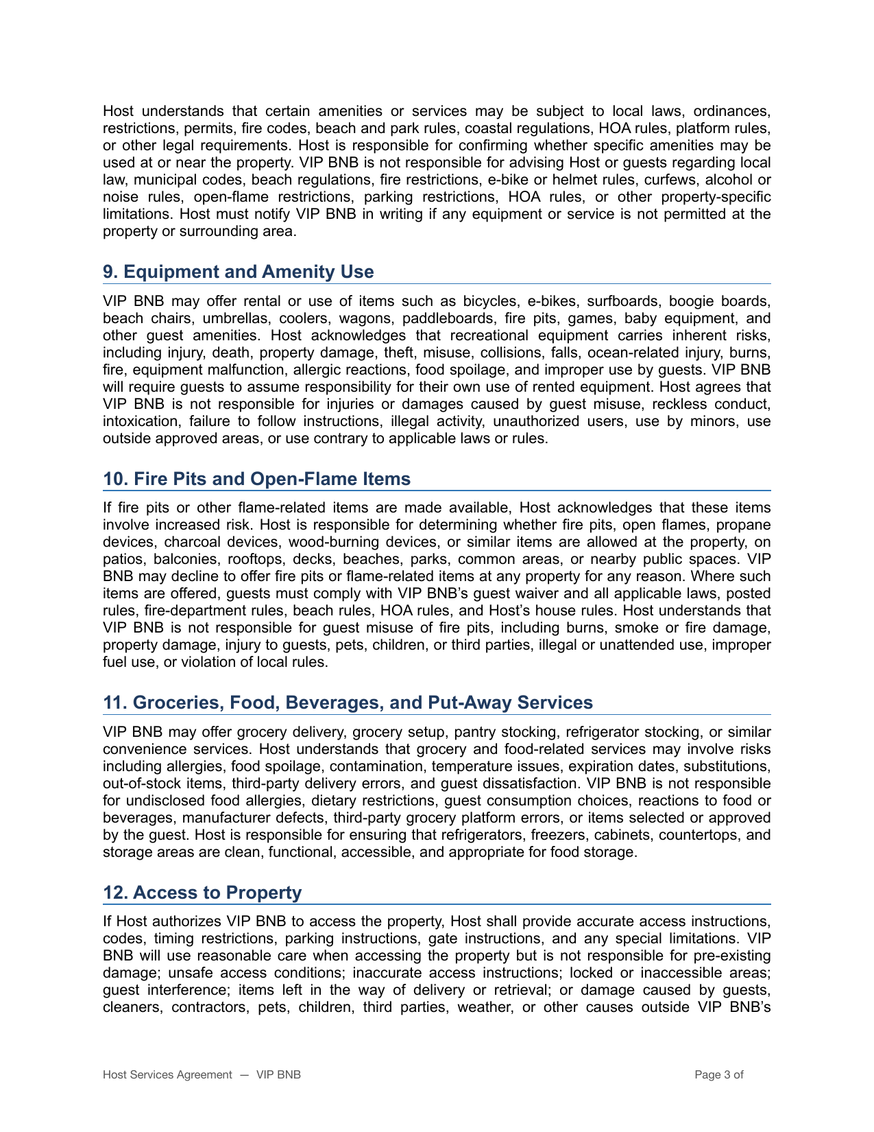 VIP BNB host terms and partner agreement page 3